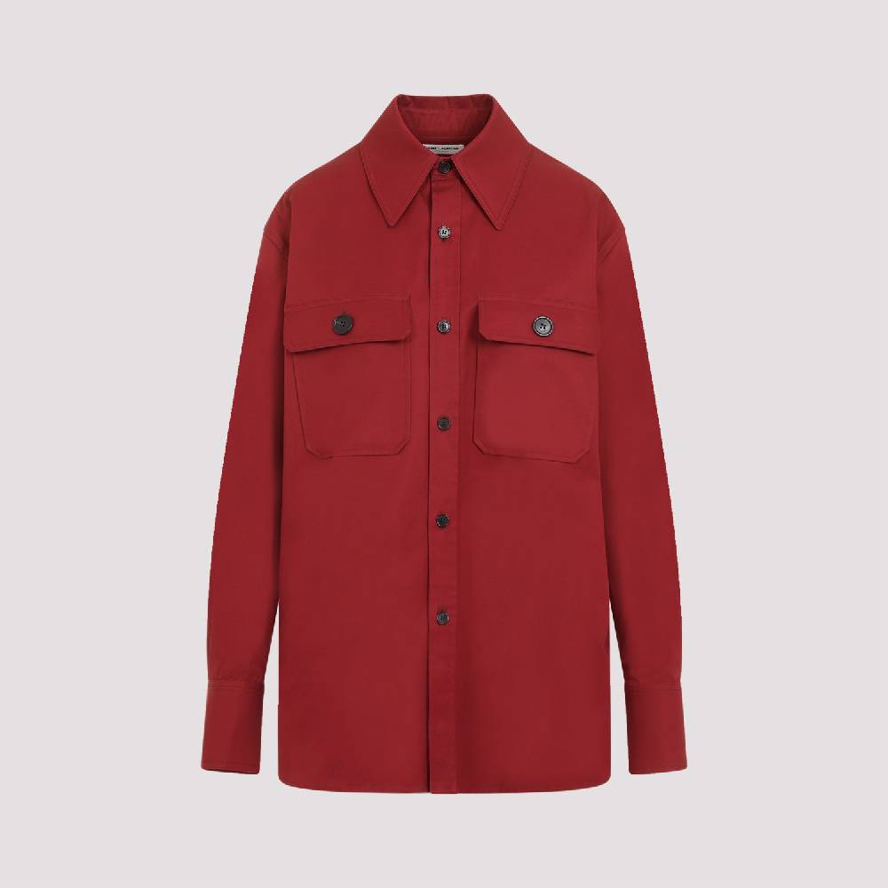 SAINT LAURENT  Camicia Rossa Di Cotone Saint Laurent Donna