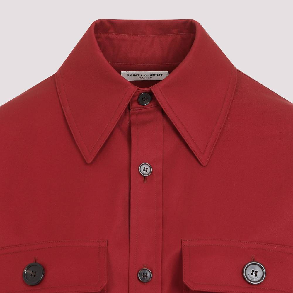 SAINT LAURENT  Camicia Rossa Di Cotone Saint Laurent Donna