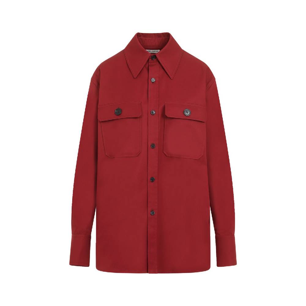 SAINT LAURENT  Camicia Rossa di Cotone Saint Laurent Donna