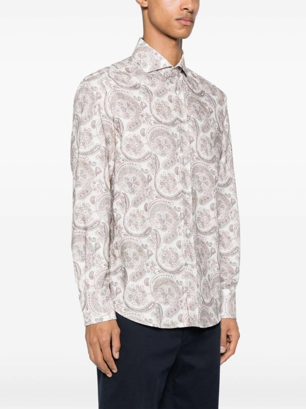 BRUNELLO CUCINELLI  Camicia Uomo Cotone Beige Brunello Cucinelli