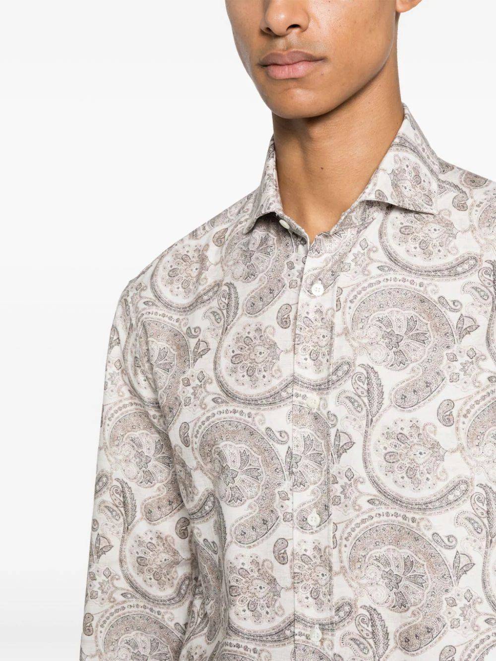 BRUNELLO CUCINELLI  Camicia Uomo Cotone Beige Brunello Cucinelli