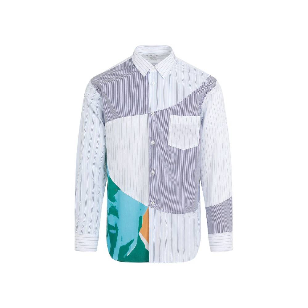 COMME DES GARÇONS SHIRT  Camicia Uomo Patchwork Blu in Cotone - COMME DES GARÇONS SHIRT
