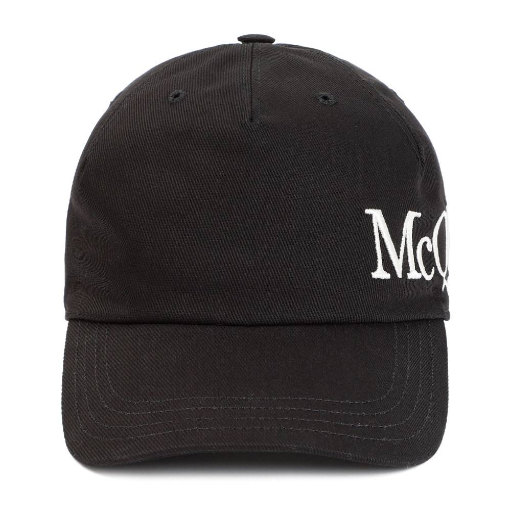 ALEXANDER MCQUEEN  Cappellino in Cotone con Logo Ricamato Alexander McQueen - Nero