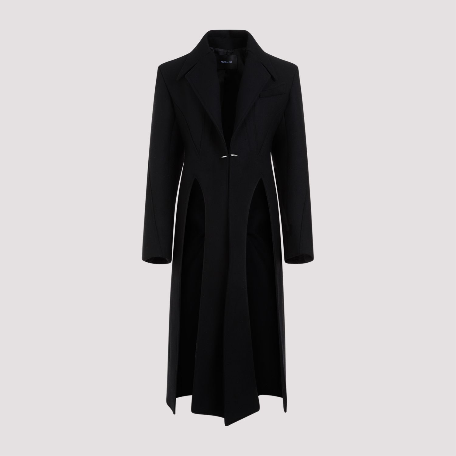 MUGLER Cappotto Nero In Lana E Poliammide Mugler Lunghezza Caviglia
