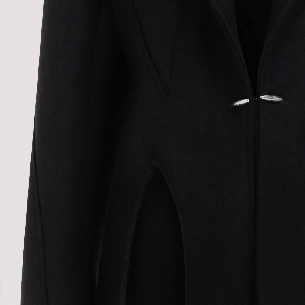 MUGLER Cappotto Nero In Lana E Poliammide Mugler Lunghezza Caviglia