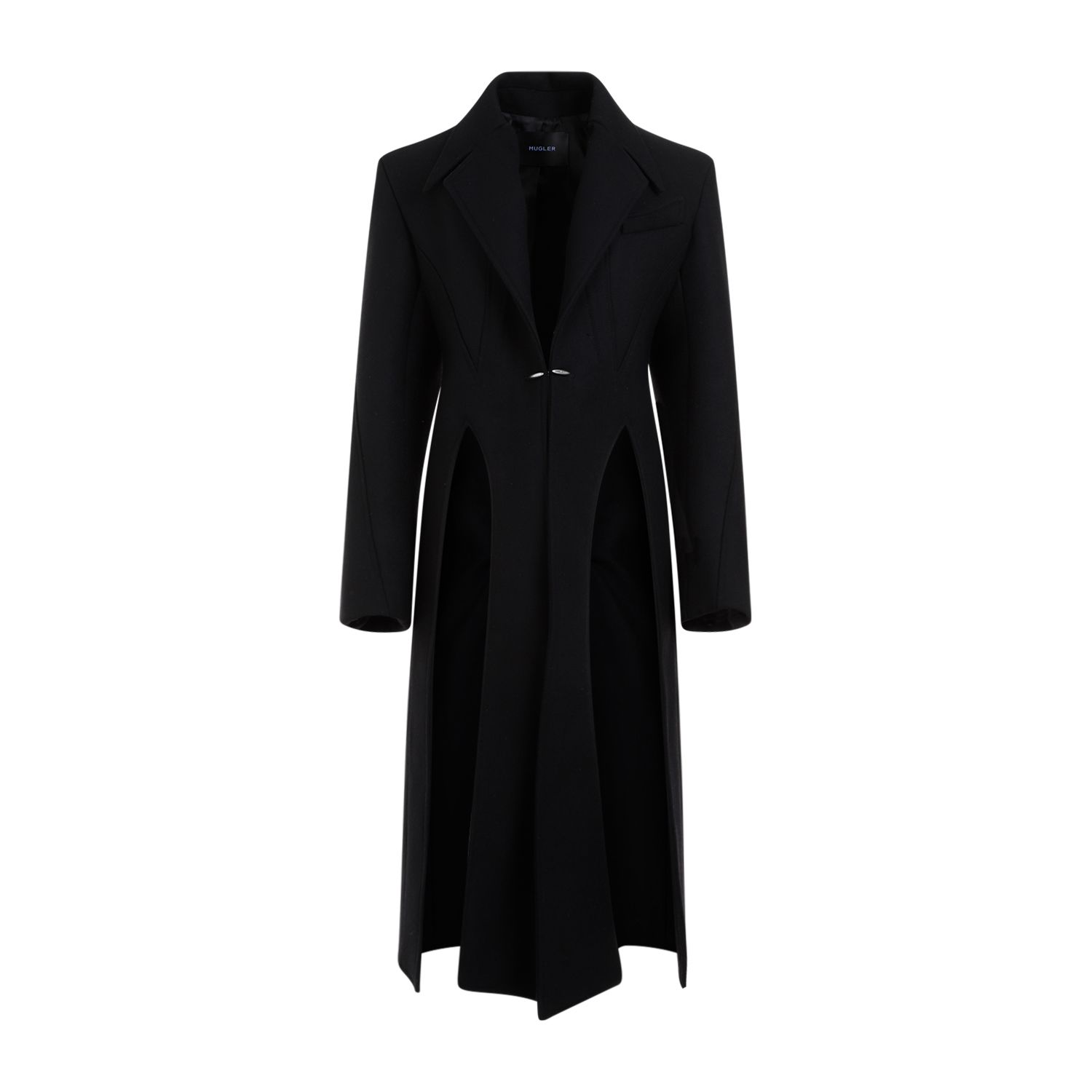 MUGLER  Cappotto Nero in Lana e Poliammide Mugler Lunghezza Caviglia