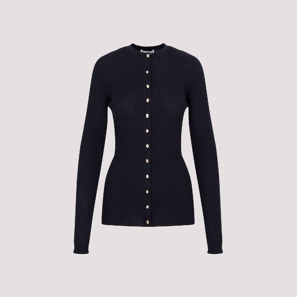 JIL SANDER  Cardigan Blu Notte In Lana E Seta Da Donna Jil Sander