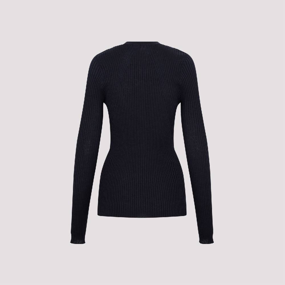 JIL SANDER  Cardigan Blu Notte In Lana E Seta Da Donna Jil Sander