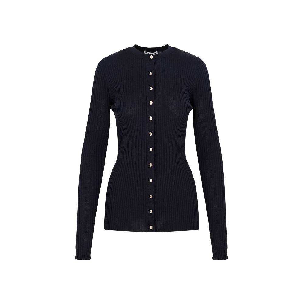 JIL SANDER  Cardigan Blu Notte in Lana e Seta da Donna Jil Sander