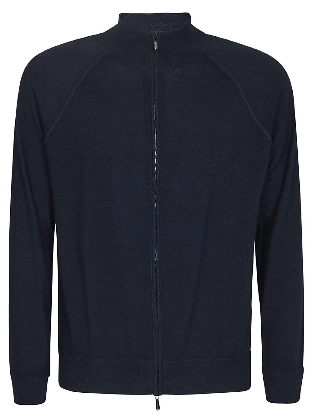 DRUMOHR  Cardigan in Lana Merino Blu Scuro con Zip da Uomo Drumohr