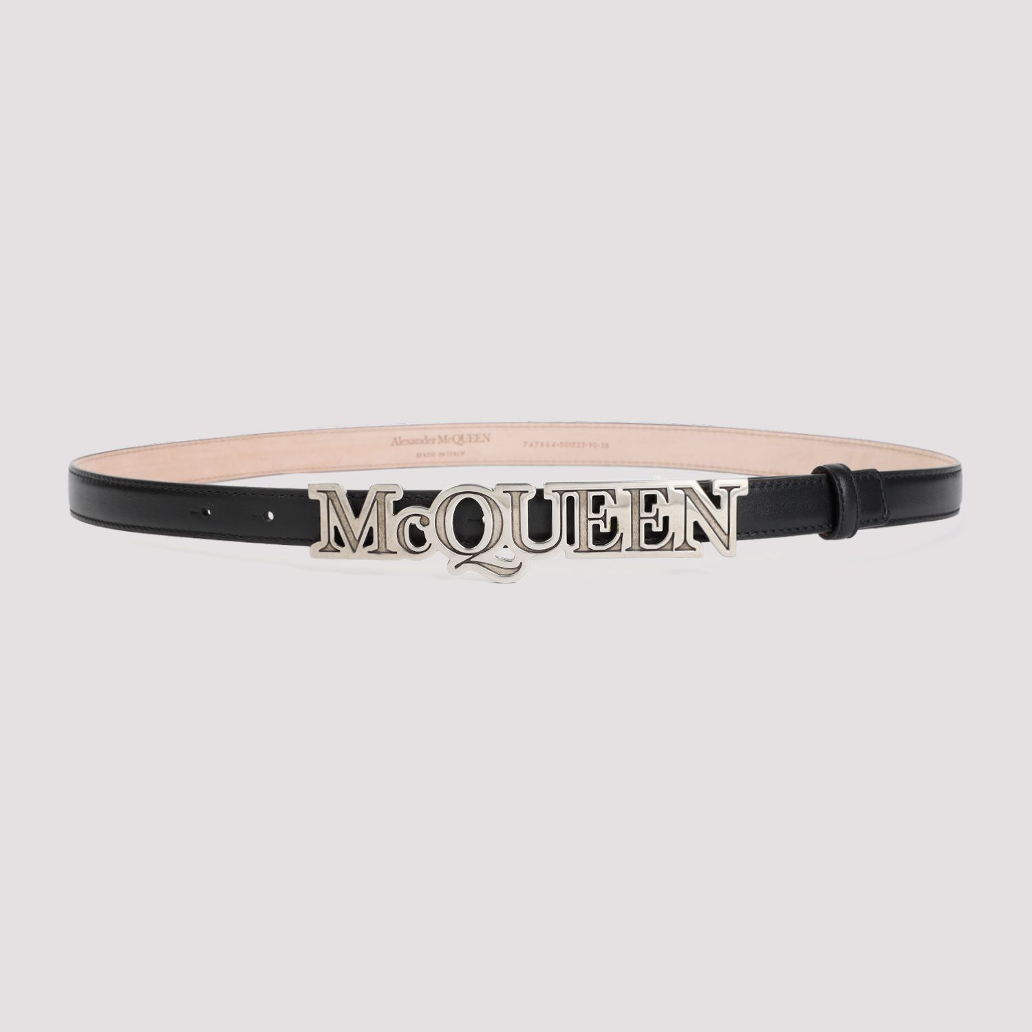 ALEXANDER MCQUEEN Cintura Di Pelle Nera Alexander McQueen Con Fibbia Logo