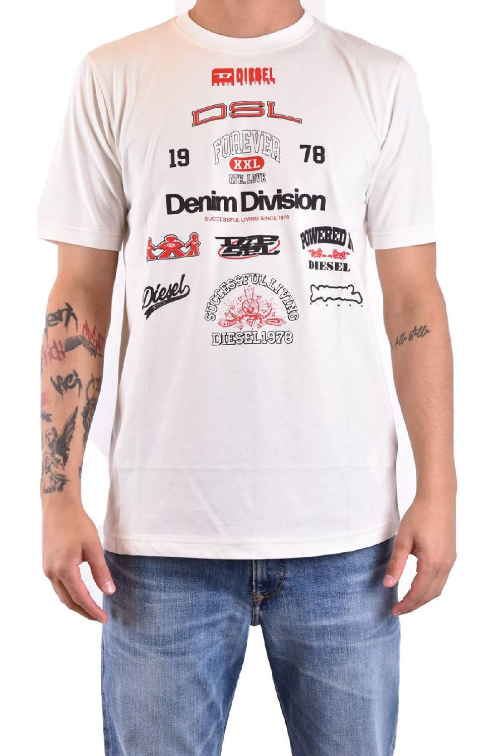 DIESEL  T-Shirt Cotone Bianco Uomo Diesel A13284
