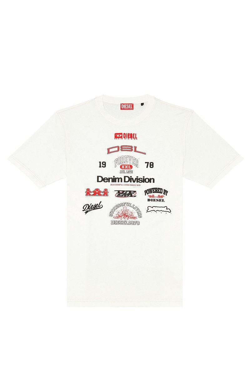 DIESEL  T-Shirt Cotone Bianco Uomo Diesel A13284