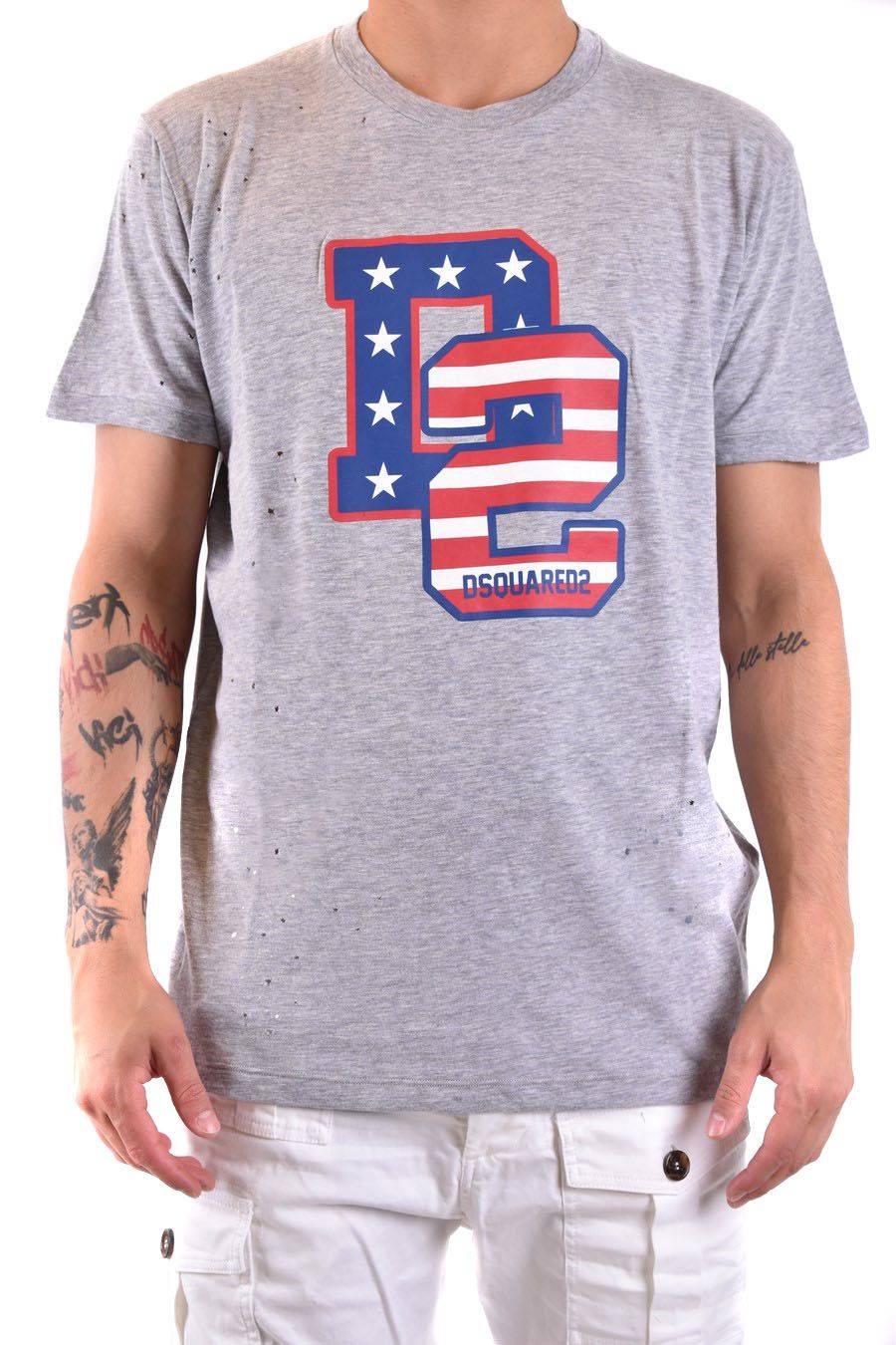 DSQUARED2  Polo Grigia In Cotone Uomo DSQUARED2