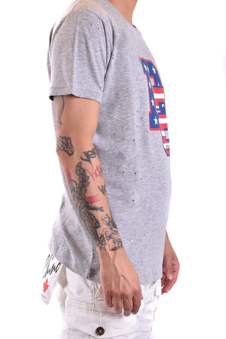 DSQUARED2  Polo Grigia In Cotone Uomo DSQUARED2