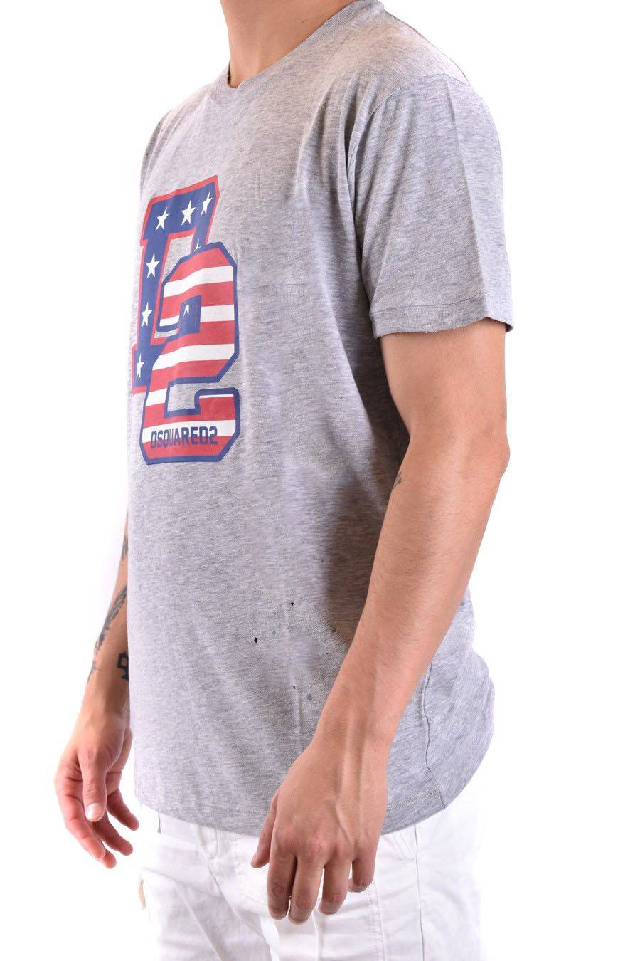 DSQUARED2  Polo Grigia In Cotone Uomo DSQUARED2