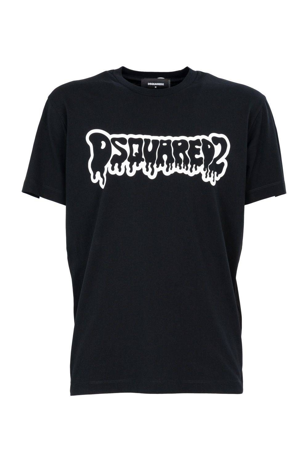 DSQUARED2  T-Shirt di Cotone Nero DSQUARED2 da Uomo