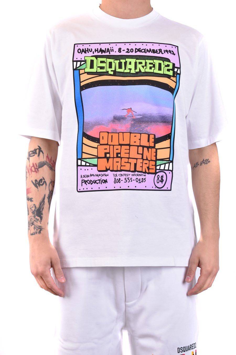 DSQUARED2  T-Shirt Uomo In Cotone Bianco DSQUARED2