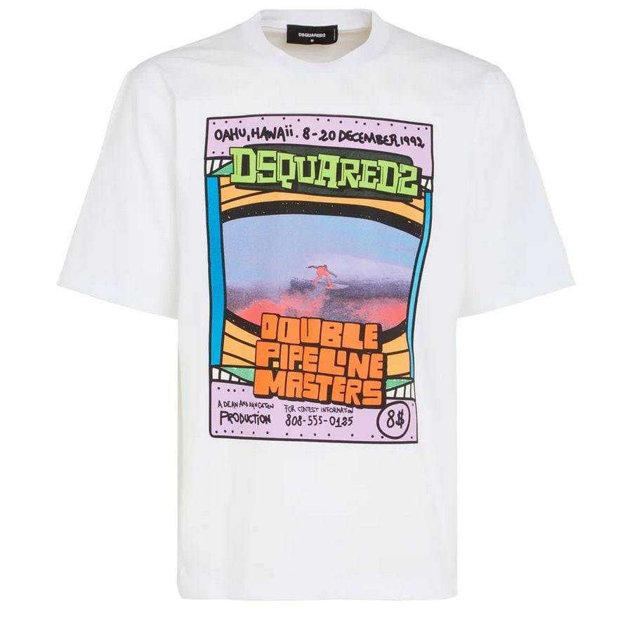 DSQUARED2  T-Shirt Uomo in Cotone Bianco DSQUARED2