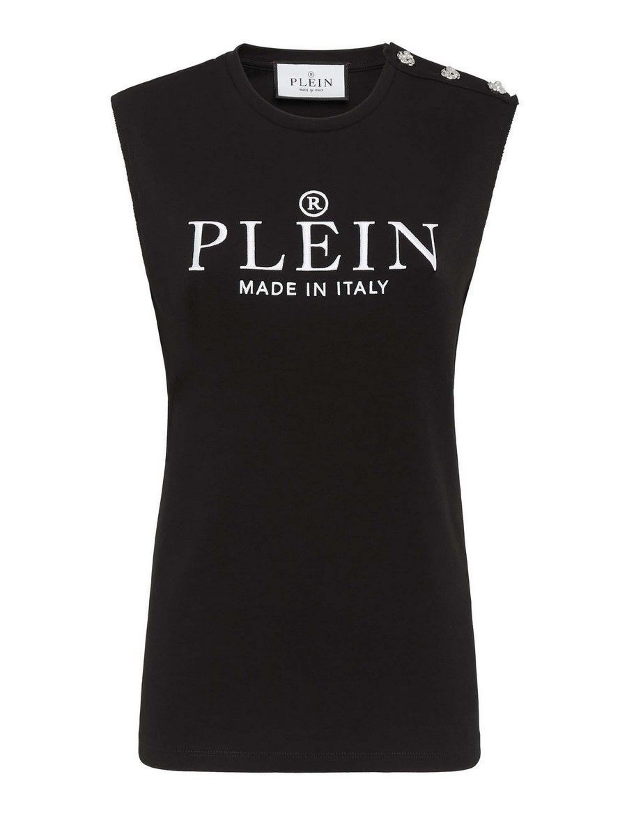 PHILIPP PLEIN  Elegante Top Nero in Cotone Philipp Plein per Donna
