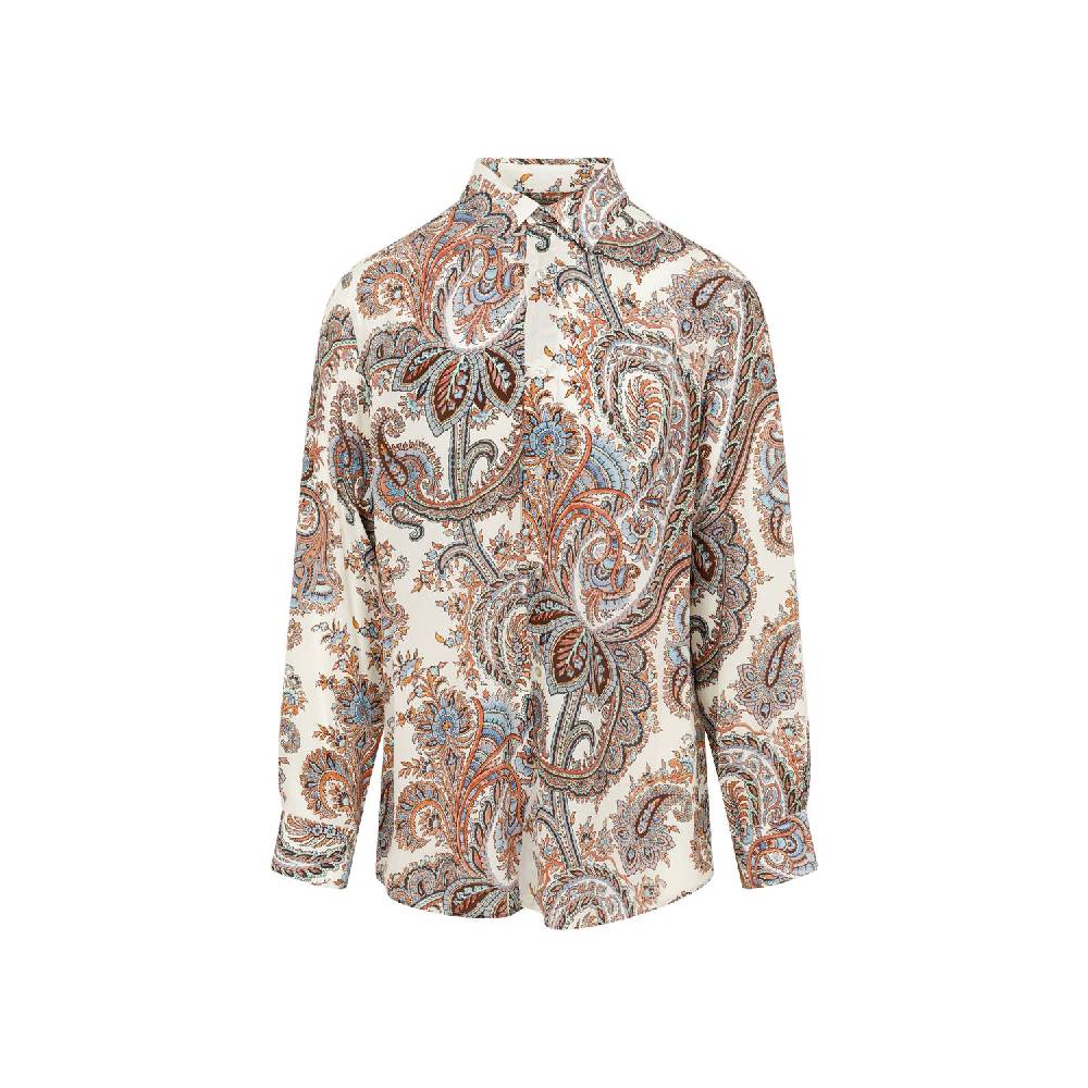ETRO Camicia Uomo ETRO Seta Bianca con Paisley ETRO Camicia Uomo ETRO Seta Bianca con Paisley