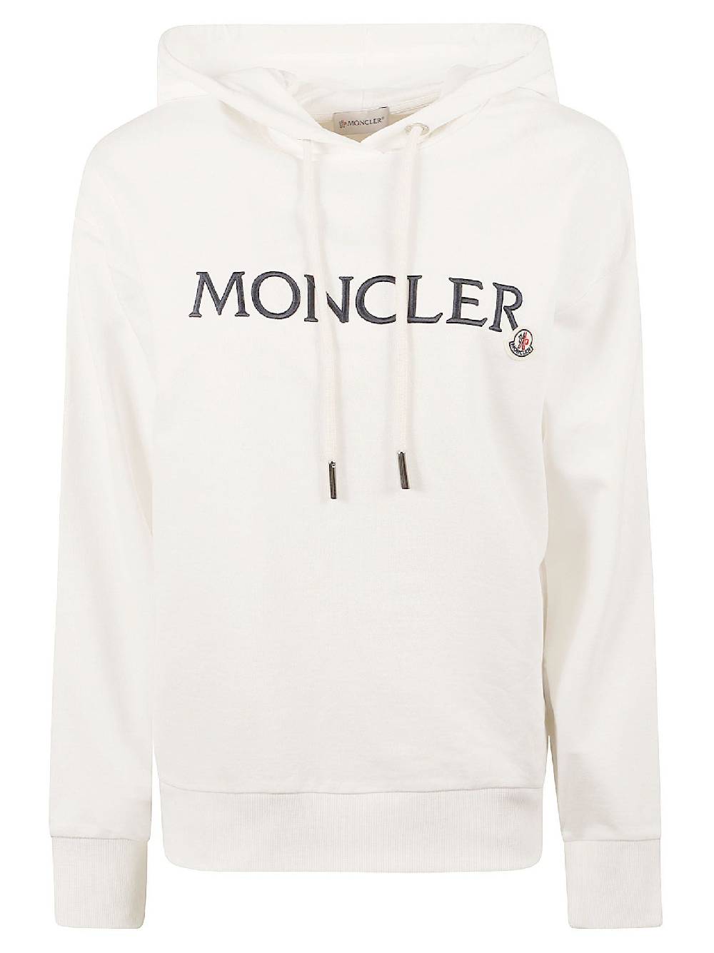 MONCLER  Felpa con Cappuccio Moncler in Cotone Bianco per Donna