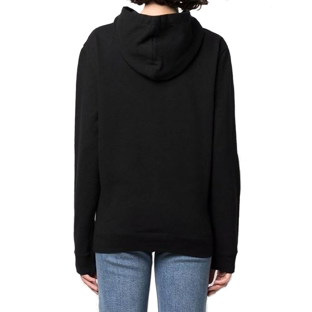 SAINT LAURENT  Felpa Con Cappuccio Nera Logo SAINT LAURENT In Cotone Per Donna