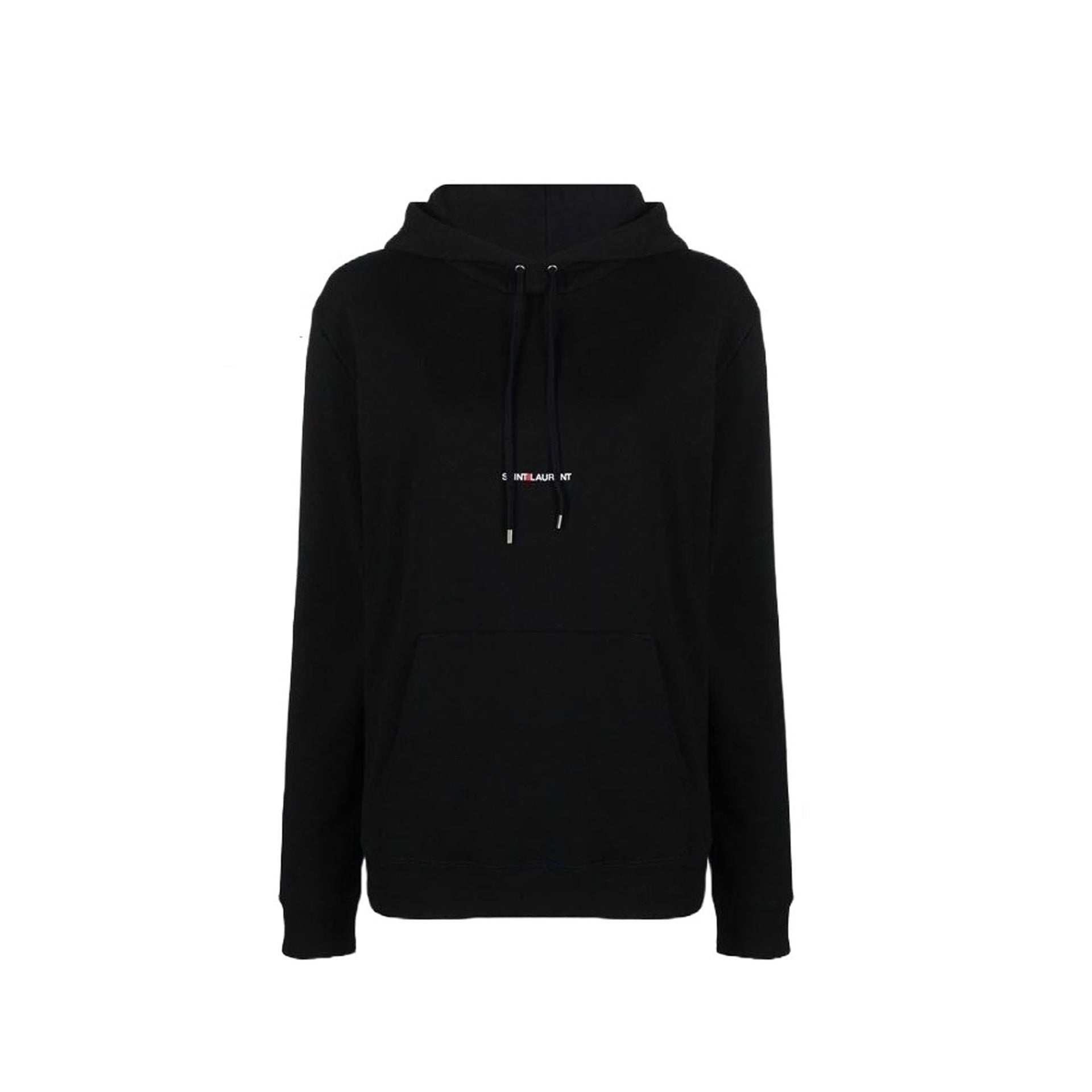SAINT LAURENT  Felpa con Cappuccio Nera Logo SAINT LAURENT in Cotone per Donna