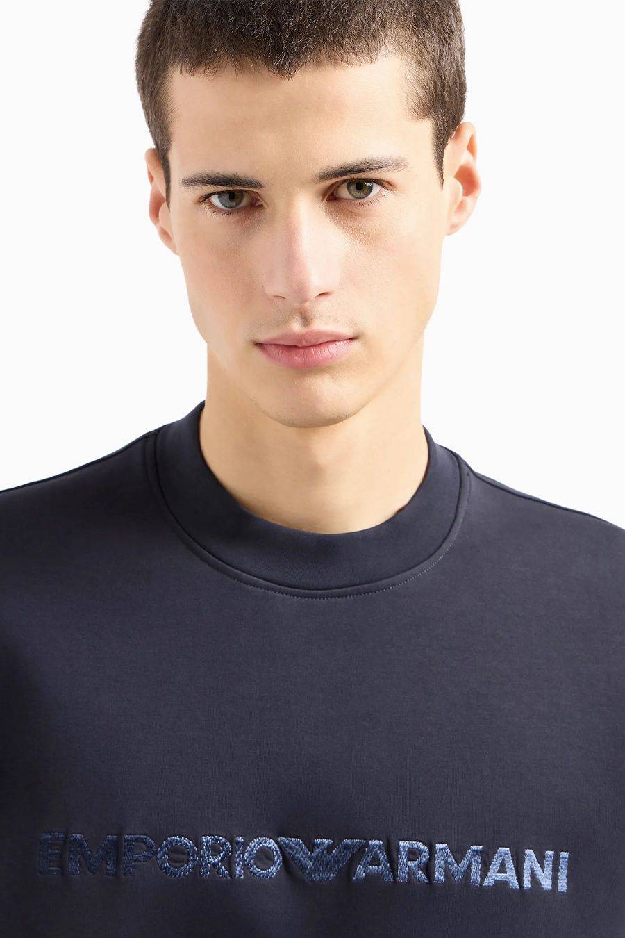 EMPORIO ARMANI  Felpa Da Uomo Emporio Armani In Cotone Misto Azzurro Cielo