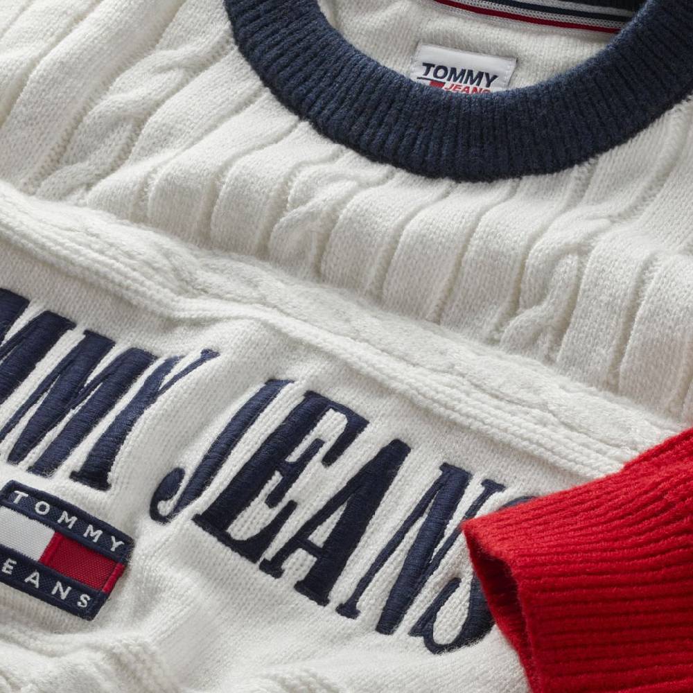 TOMMY JEANS  Felpa Di Cotone Bianca Tommy Jeans Donna