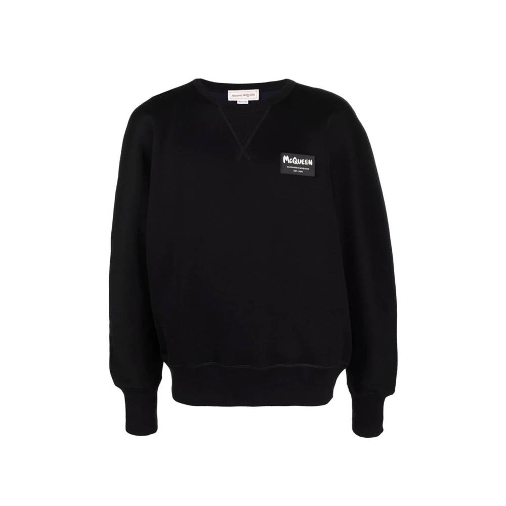 ALEXANDER MCQUEEN  Felpa Logo Cotone Nera Alexander McQueen Uomo