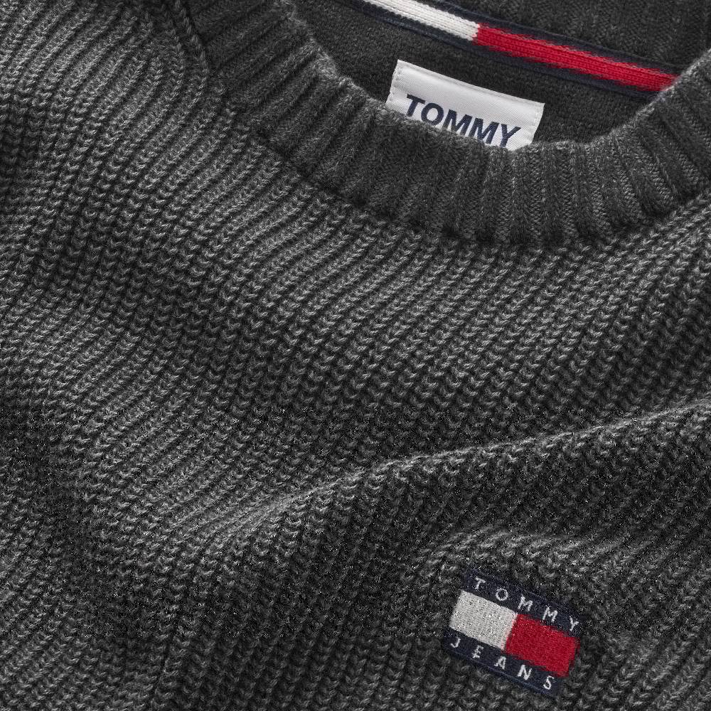 TOMMY JEANS  Felpa Uomo In Cotone Biologico Nera Tommy Jeans