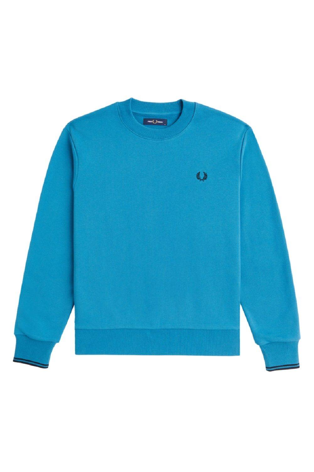 FRED PERRY  Felpa di Cotone Blu Uomo Fred Perry