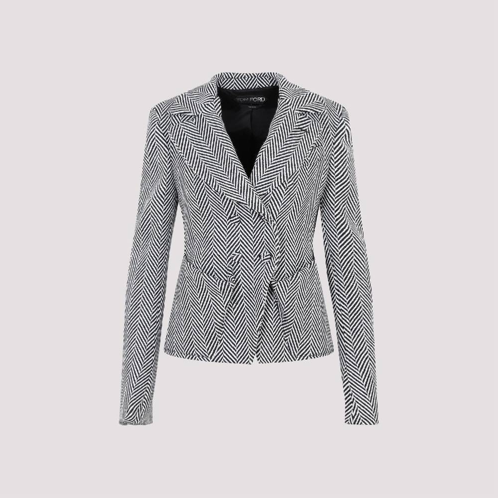TOM FORD  Giacca Acetato Chevron Nera Tom Ford - Doppiopetto Donna