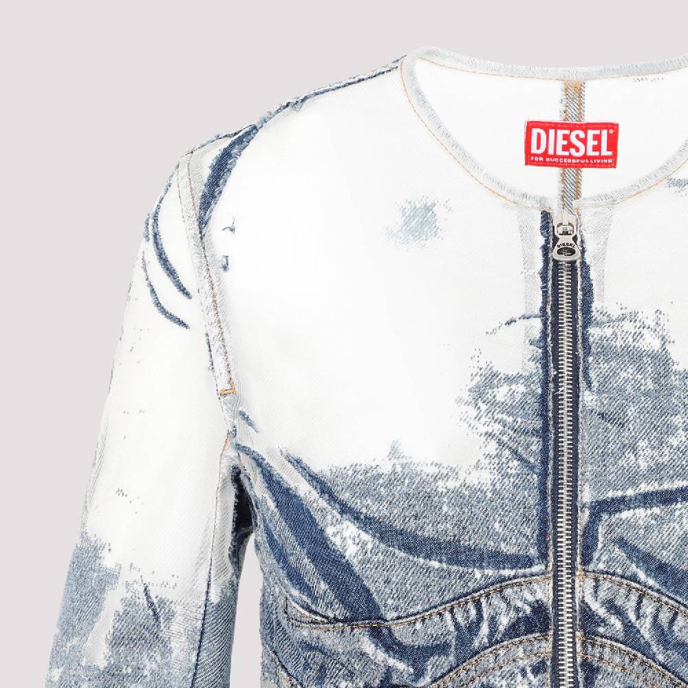 DIESEL  Giacca Di Jeans Strappata Blu DIESEL In Cotone Da Donna