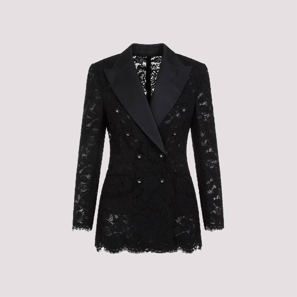 DOLCE & GABBANA  Giacca Pizzo Cotone Nero Dolce & Gabbana