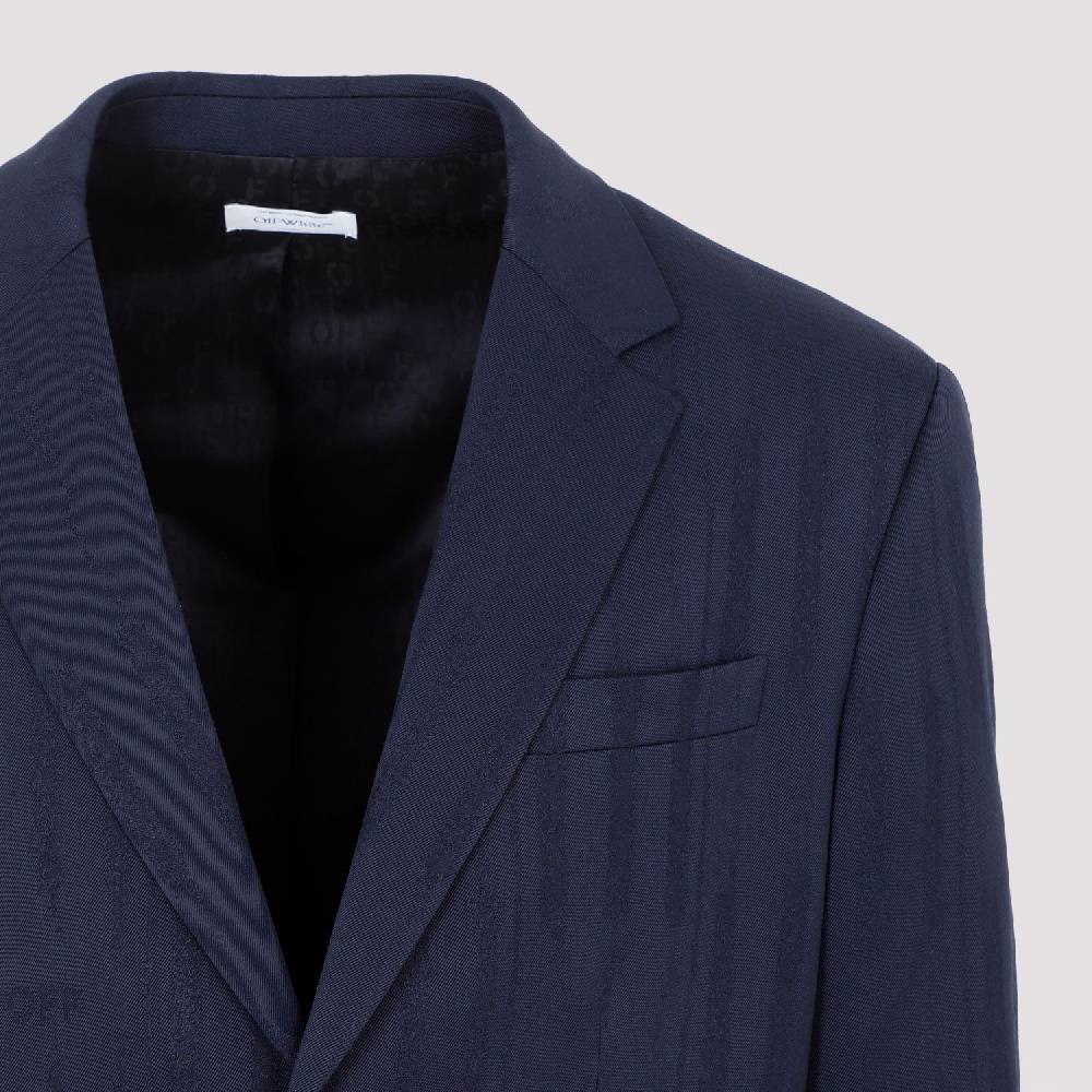 OFF-WHITE  Giacca Uomo Off-White In Lana Blu Shibori