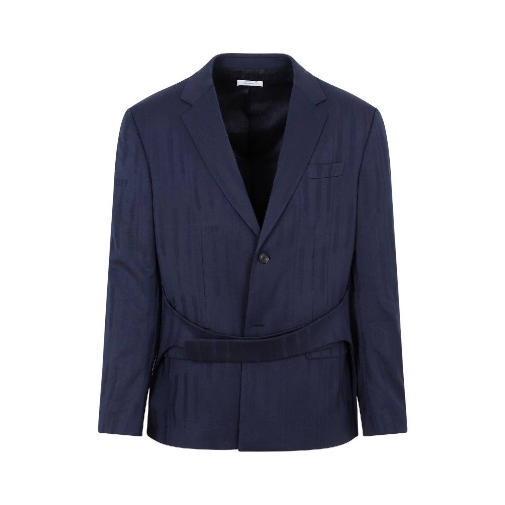 OFF-WHITE  Giacca Uomo Off-White in Lana Blu Shibori