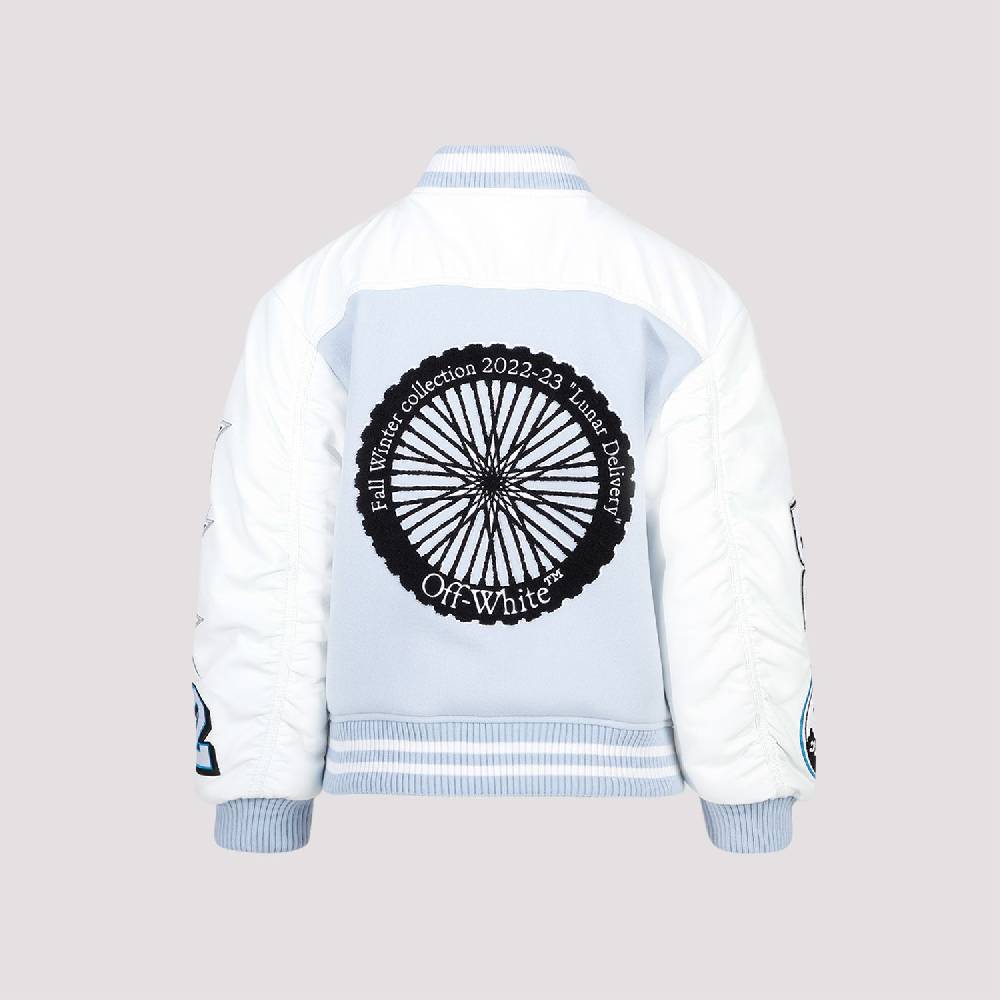 OFF-WHITE  Giacca Varsity In Pelle E Lana Blu Off-White