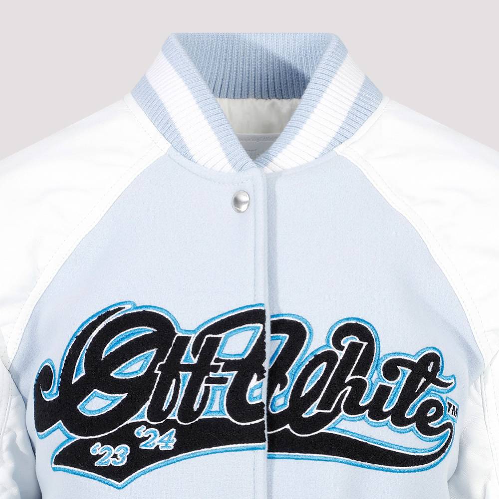 OFF-WHITE  Giacca Varsity In Pelle E Lana Blu Off-White