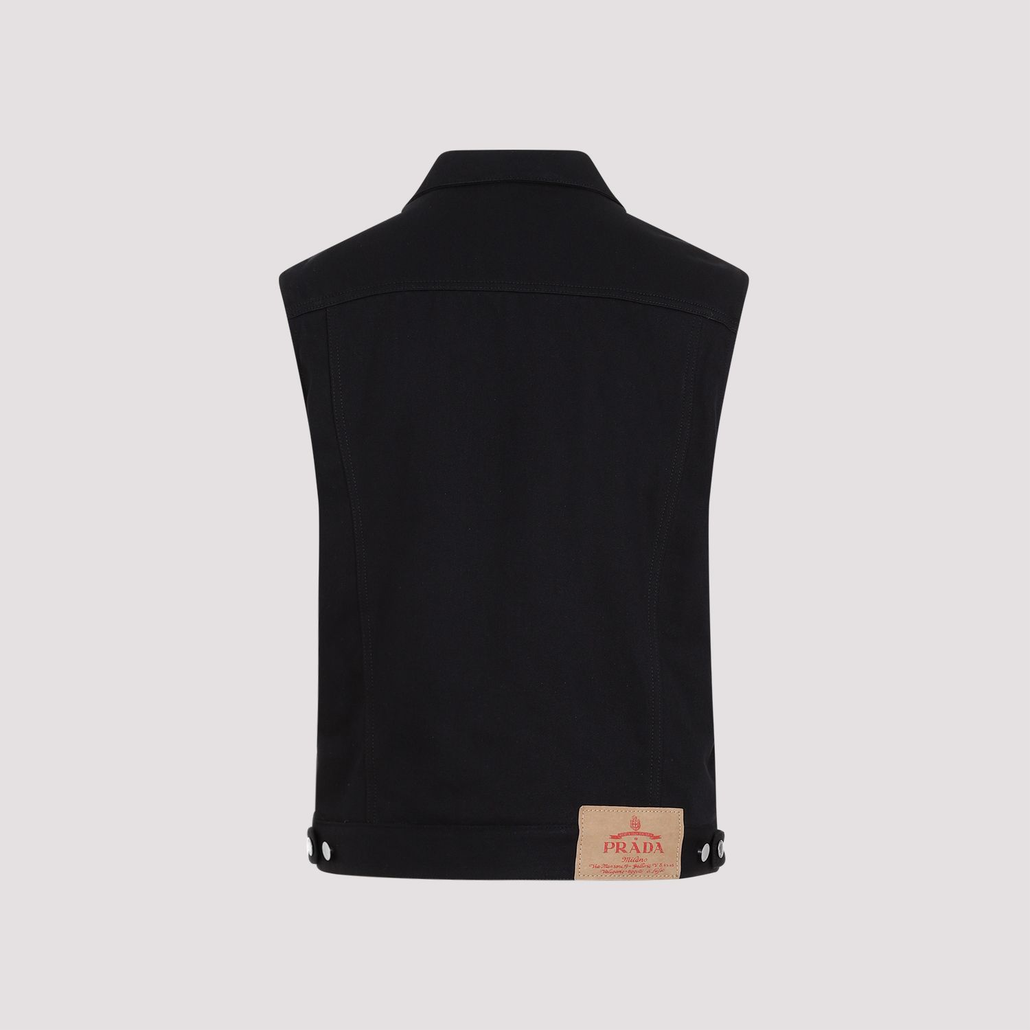 PRADA  Gilet Di Jeans Nero In Cotone PRADA - Panciotto Senza Maniche Uomo