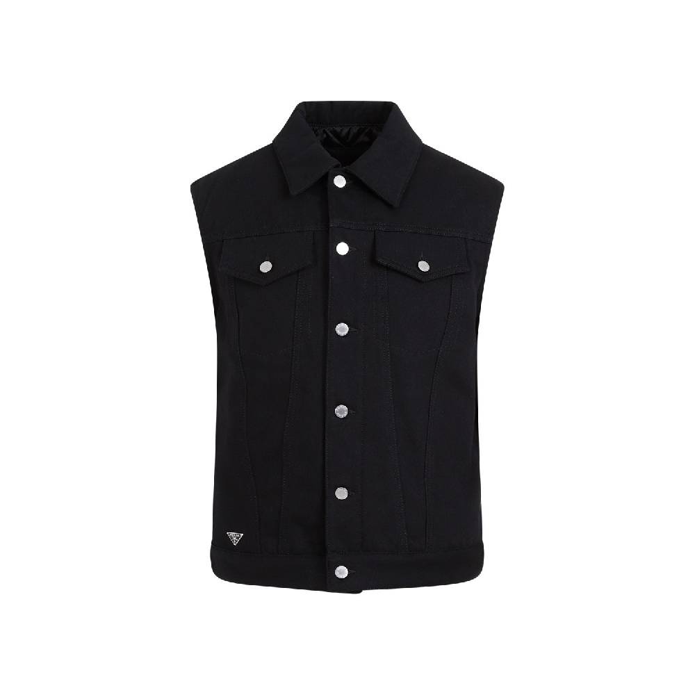 PRADA  Gilet di Jeans Nero in Cotone PRADA - Panciotto Senza Maniche Uomo