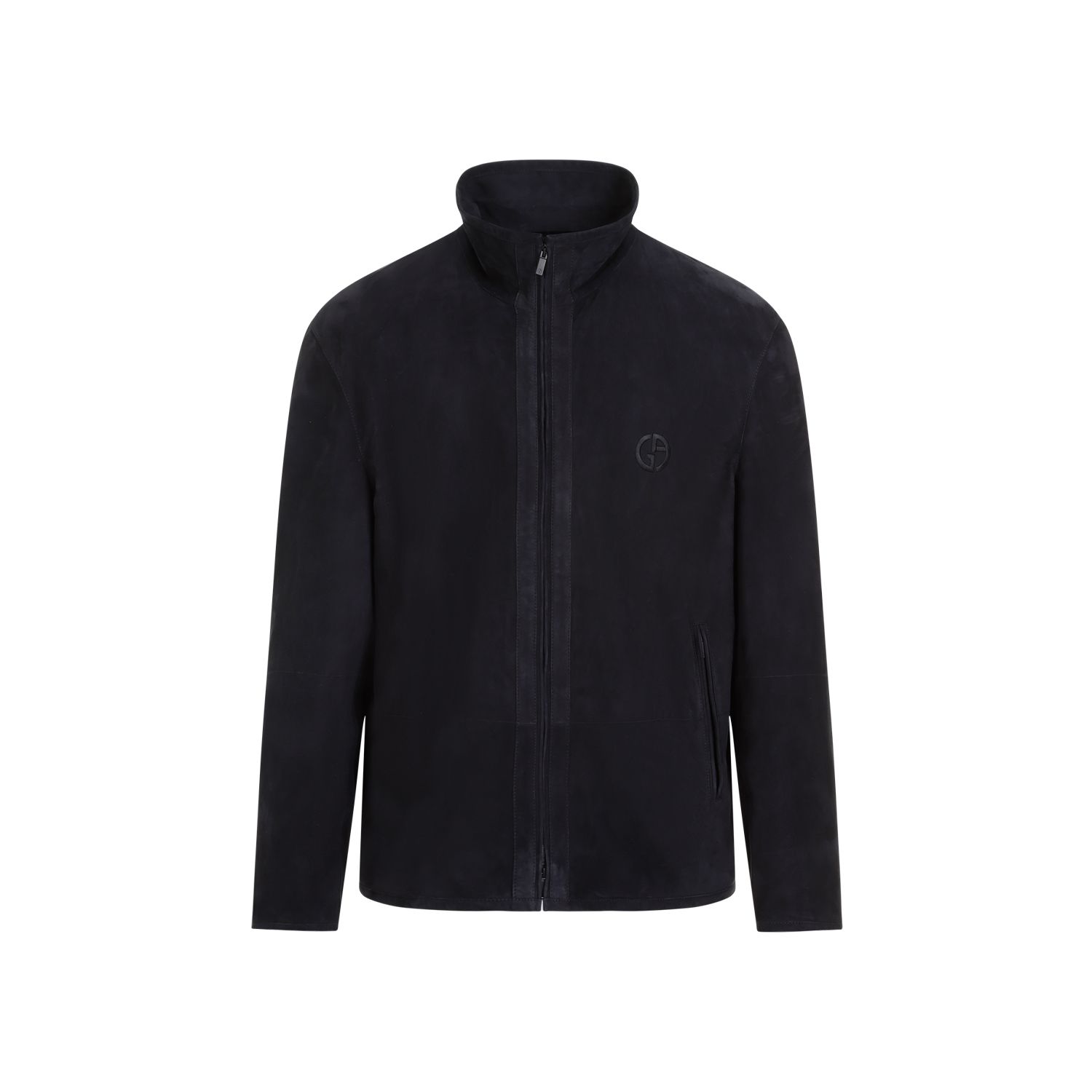 GIORGIO ARMANI  Giubbotto in Pelle Scamosciata Blu Uomo Giorgio Armani