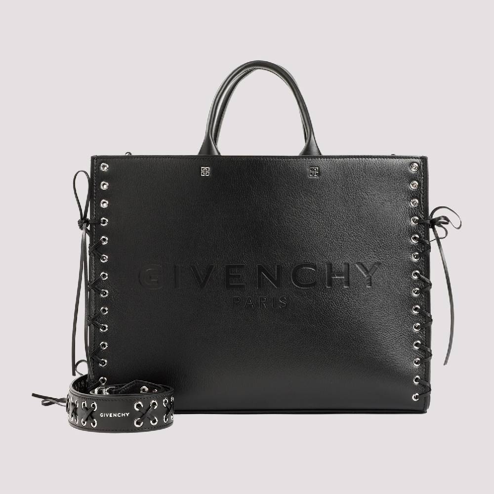 GIVENCHY  Givenchy Borsa Tote Nera In Pelle Media - Cerniera E Occhielli