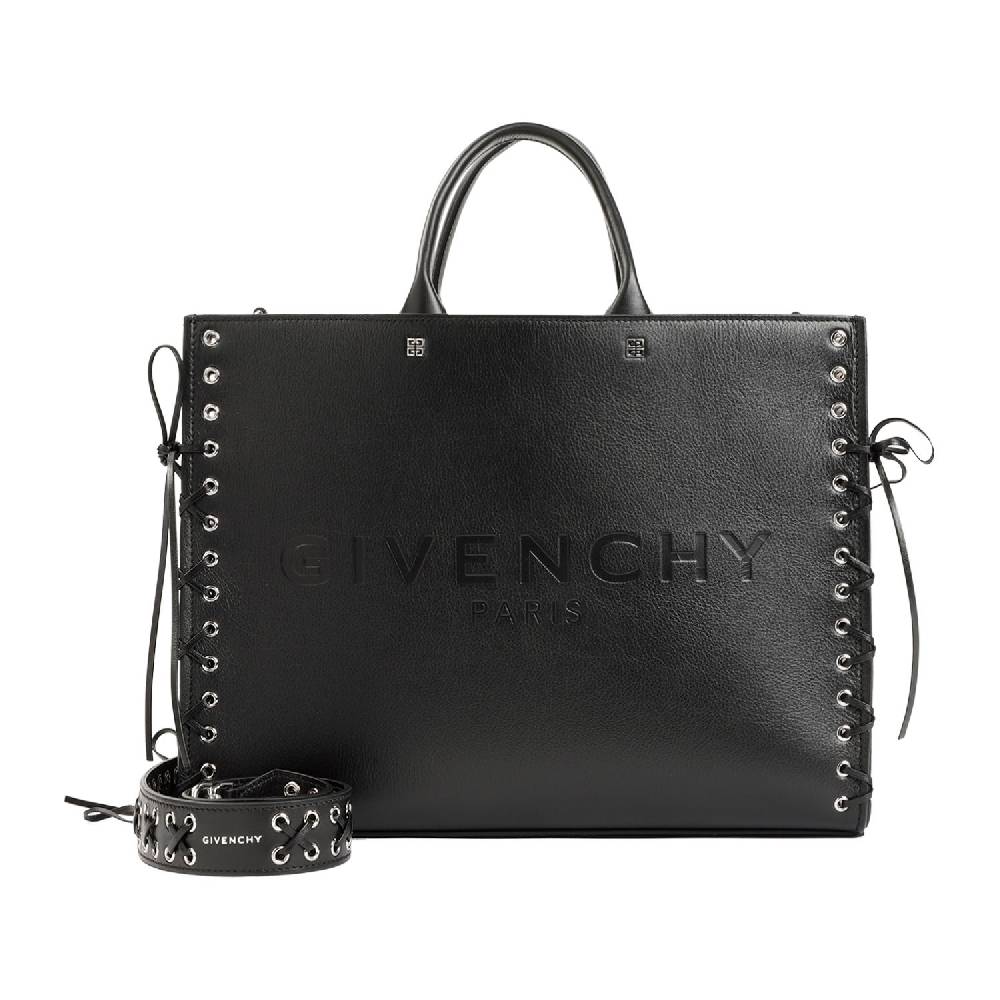 GIVENCHY  Givenchy Borsa Tote Nera in Pelle Media - Cerniera e Occhielli
