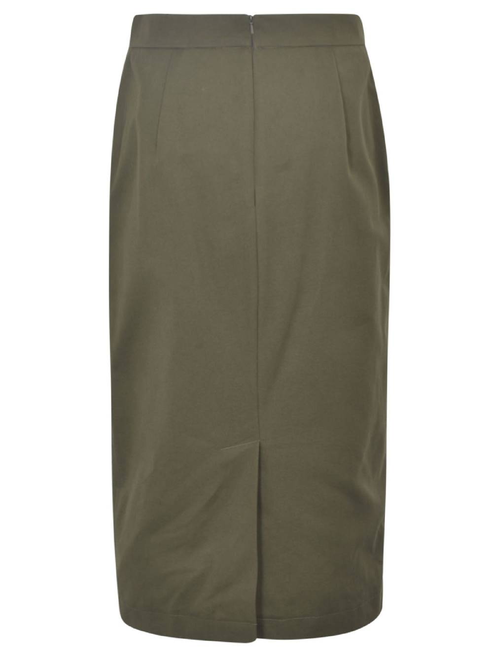 MAX MARA  Gonna In Cotone Verde Oliva Max Mara Con Tasche Laterali