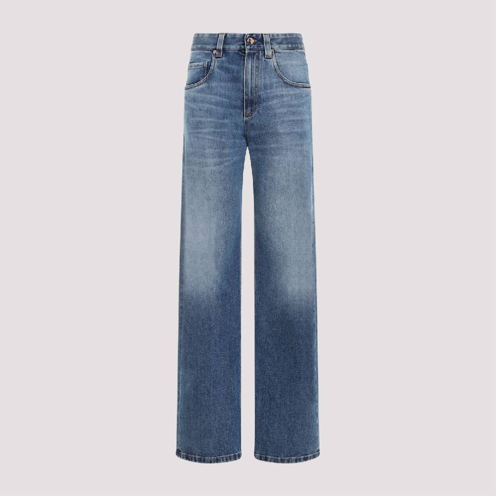 BRUNELLO CUCINELLI  Jeans Dritti In Cotone Elasticizzato Blu Brunello Cucinelli