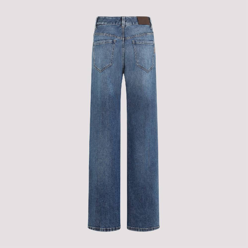 BRUNELLO CUCINELLI  Jeans Dritti In Cotone Elasticizzato Blu Brunello Cucinelli