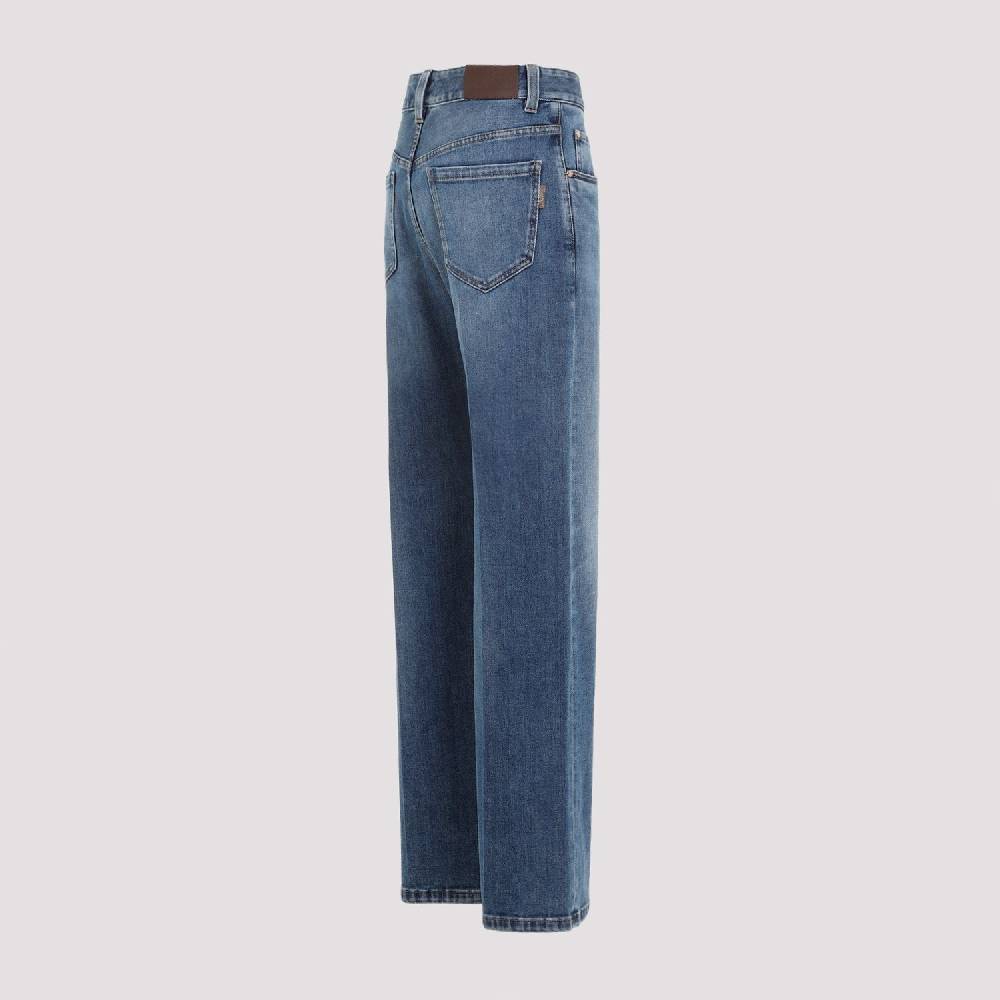 BRUNELLO CUCINELLI  Jeans Dritti In Cotone Elasticizzato Blu Brunello Cucinelli