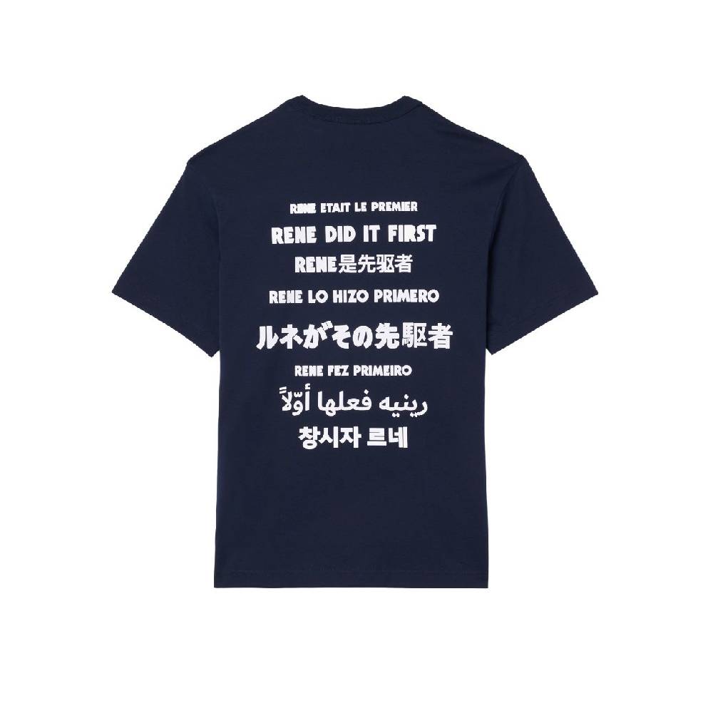 LACOSTE  T-Shirt Lacoste Blu In Cotone Da Uomo